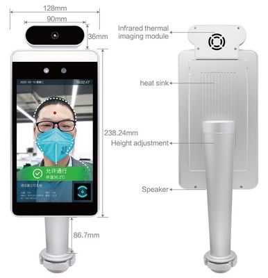 Máy ảnh nhiệt nhận dạng khuôn mặt gắn tường IP65 Chống thấm nước Chiều rộng 128mm